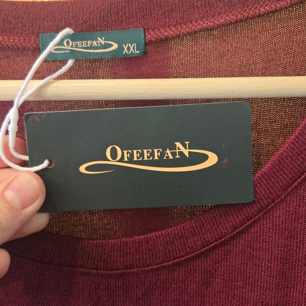 NWT Ofeefan XXL Red/Maroon/Burgundy Longsleeve Knit Dress w Buttons [0224] - Picture 6 of 11